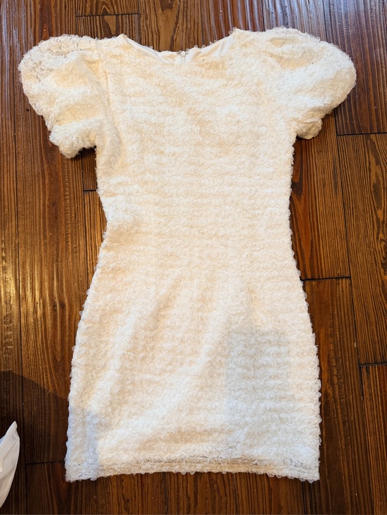 Lena Dresses & Skirts - Lena Ivory Textured Puff-Sleeve Mini Dress